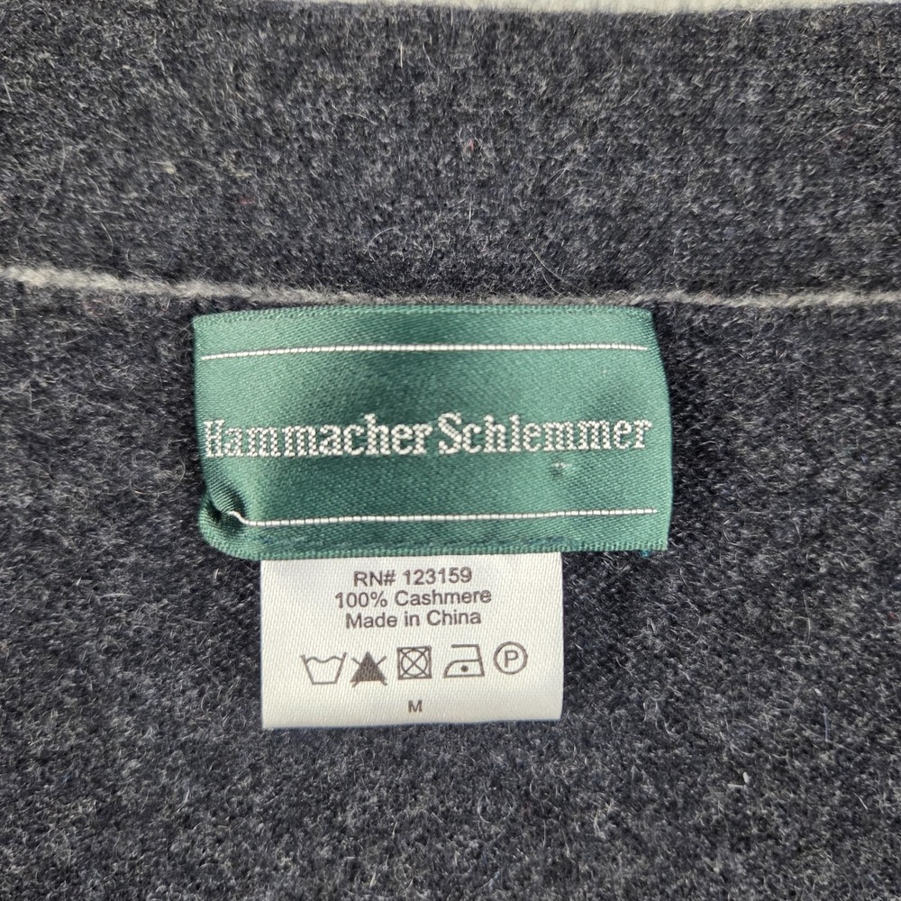 Hammacher Schlemmer Cashmere Cardigan Sweater Womens M Gray V-Neck Button Down - Picture 4 of 7